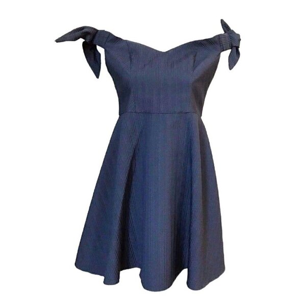 NWT Topshop Navy Off the shoulder Dress, Size 6 - Picture 1 of 9